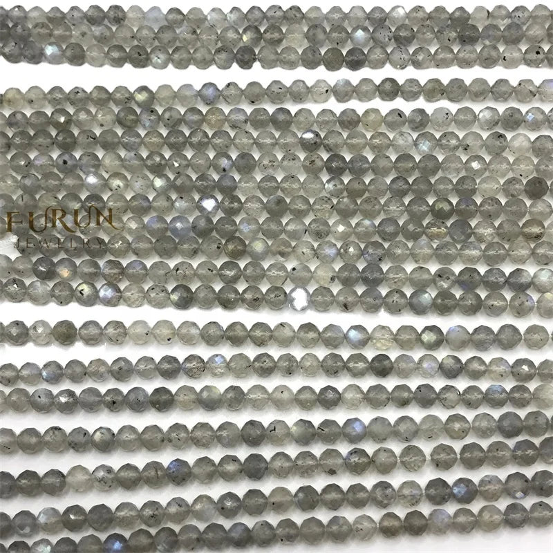 Natural labradorite Faceted Round Gemstone Beads 6MM 8MM  Loose Beads for Jewelry making Beads Supplier