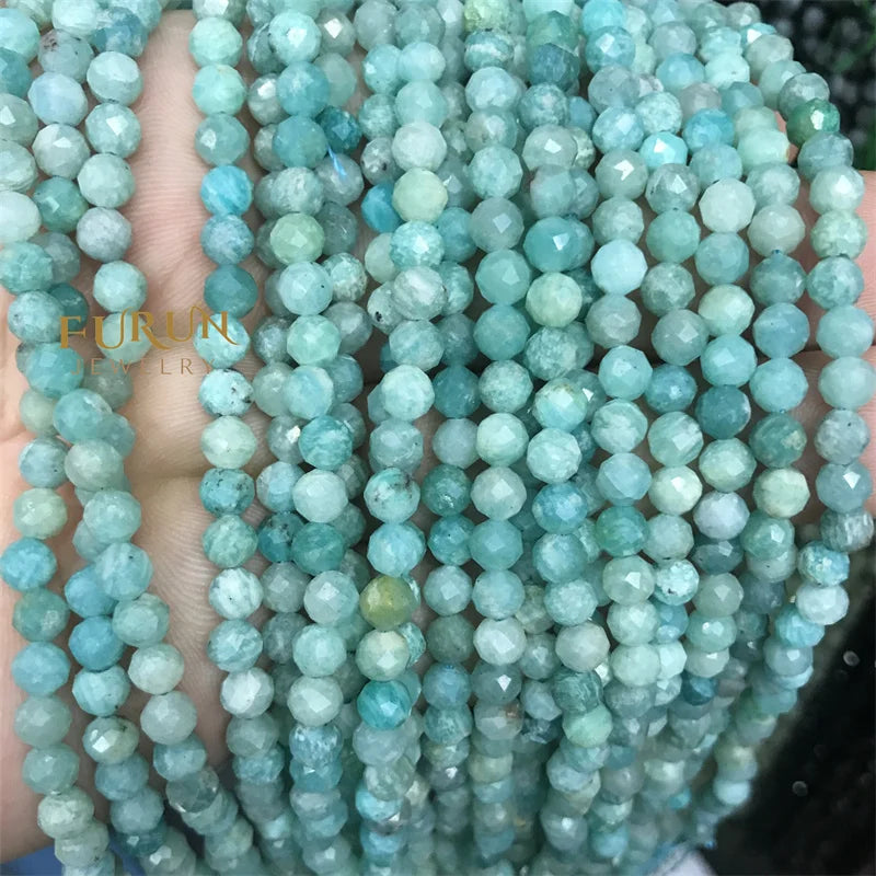 Natural Russia Amazonite Faceted Round Beads 6MM 8MM Gemstone  Loose Beads for Jewelry making Beads Supplier