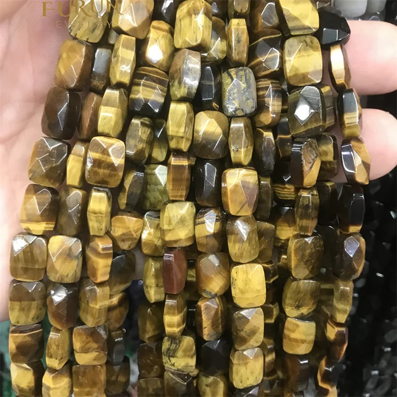 Natural Crystal Agate Faceted rectangle Irregular Loose Stone Beads Gemstone For DIY Jewelry Bracelets Making