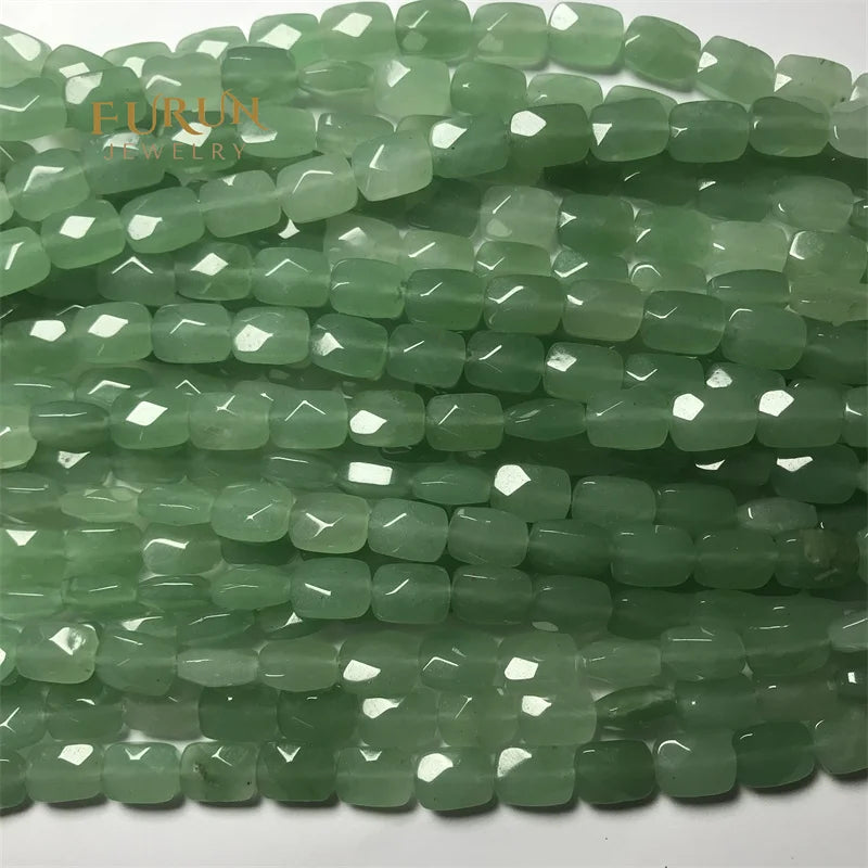 Natural Stone Bead Strings green aventurine  Flat Faceted Square Rectangle Flat Faceted Square Rectangle Flat Faceted Square Rec