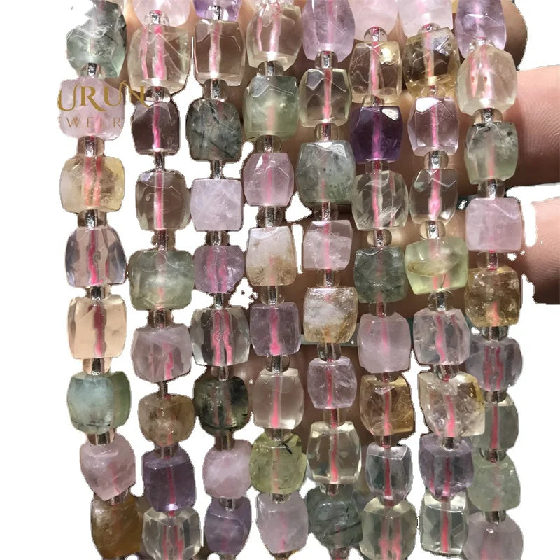 8mm 10mm Cube fluorite Genuine Natural Loose Faceted Dice Square Gemstone Healing Stone Beads for DIY Jewelry Making