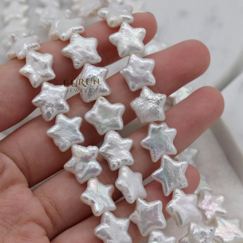 Freshwater Pearl White Start Bead 13mm Special Shape Pentacle five-pointed star Baroque Pearls Drilled Bead  for Jewelry Making