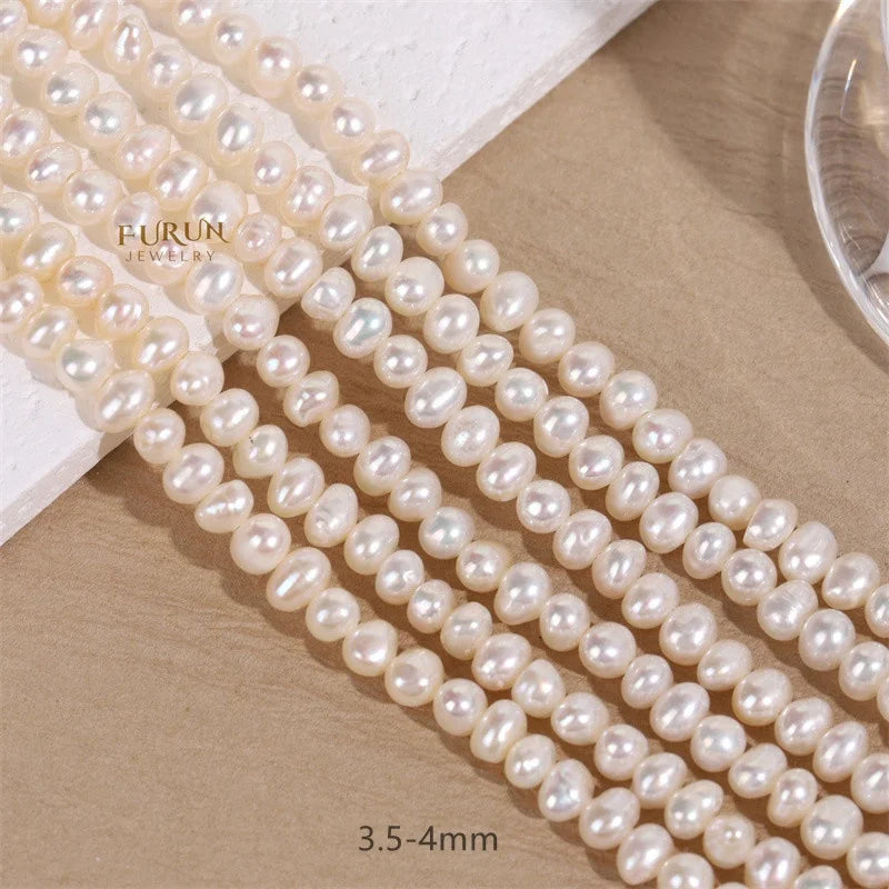 4-8mm Egg Potato Shape Good luster White Freshwater Pearl Smooth Oval Pearl Near Round Beads for necklace jewelry making