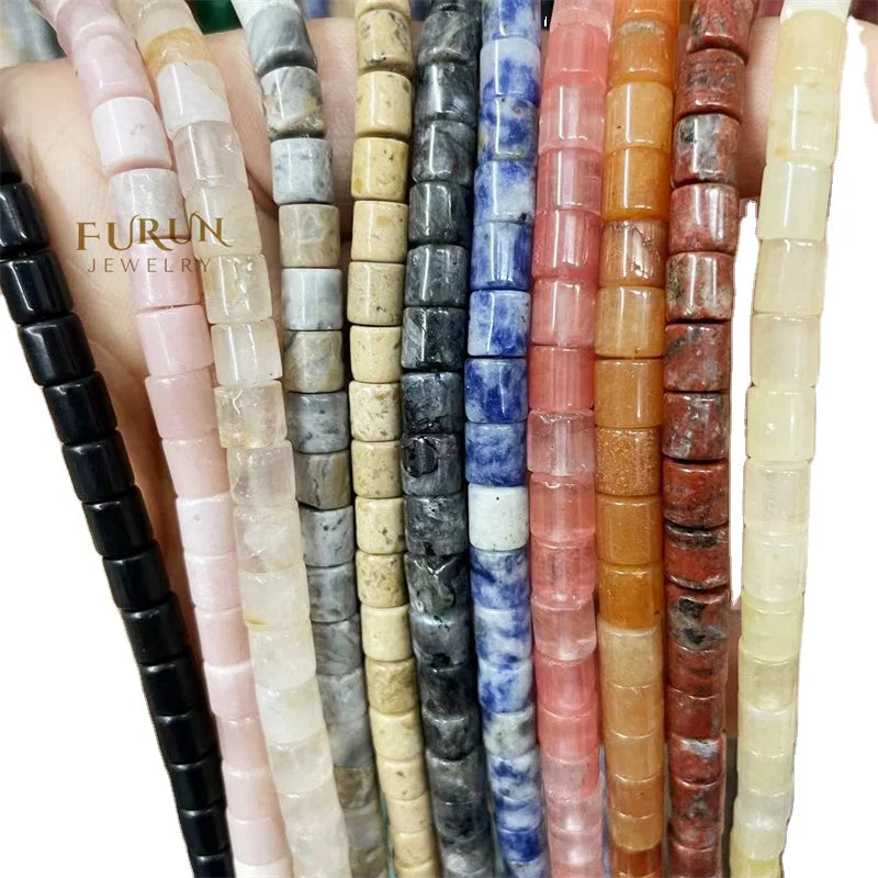 Natural Stones 6x6MM Tube Beads Multi colors Jasper Quartz Jade Gemstone Cylinder Column Spacer Loose beads  for Jewelry Making