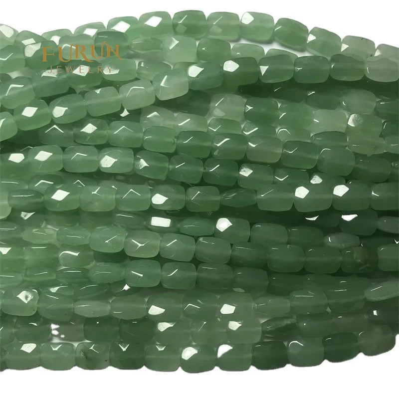 Natural Stone Bead Strings green aventurine  Flat Faceted Square Rectangle Flat Faceted Square Rectangle Flat Faceted Square Rec