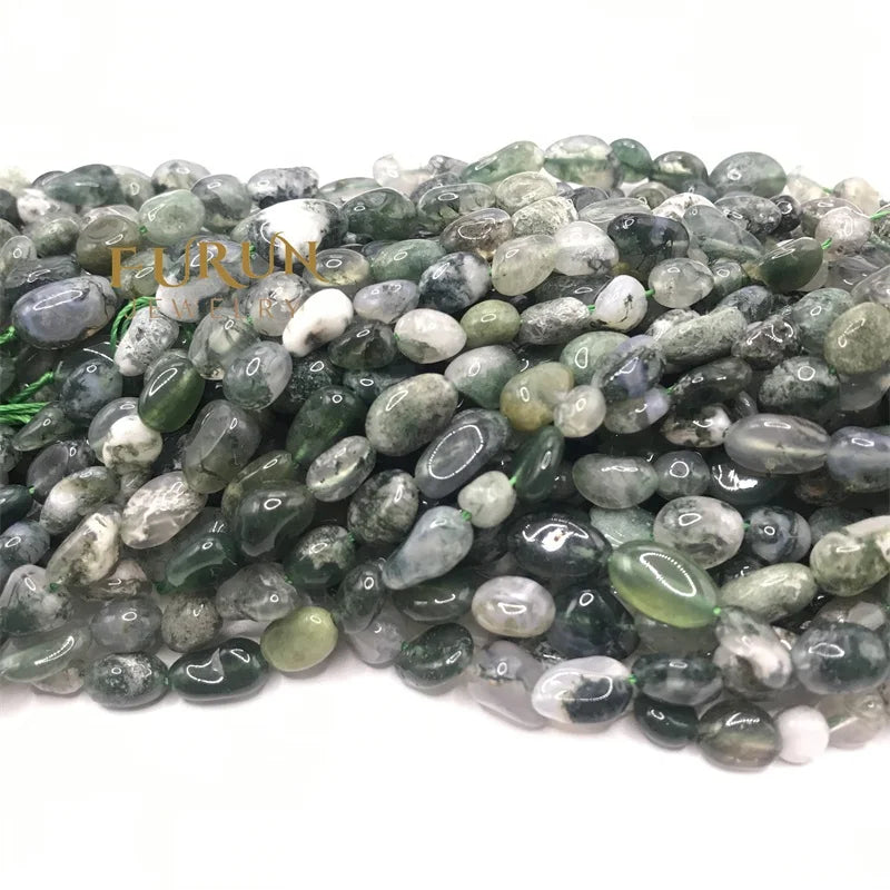 Natural Moss Agate Gemstone Beads Nuggets Free Size Chips  Beads for DIY Jewelry Making Beads