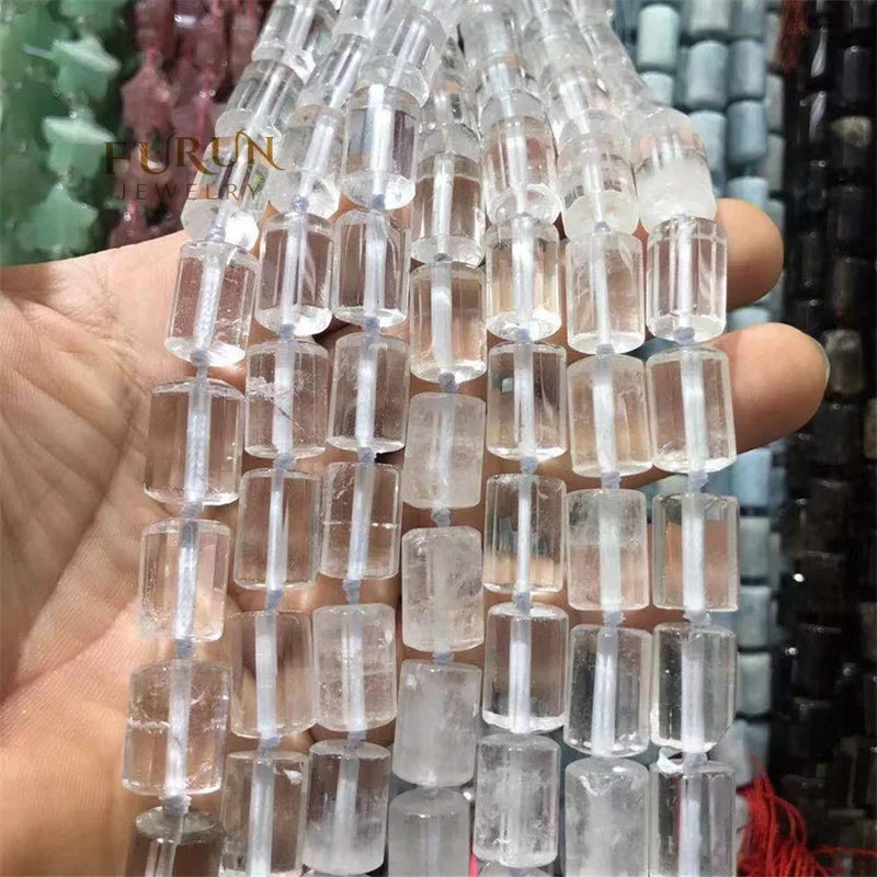 10 Color Natural Stones Faceted Tube Beads 11x16MM Multi Colors Crytal Quartz Gemstone Polyhedral Cylinder Column barrel Loose B