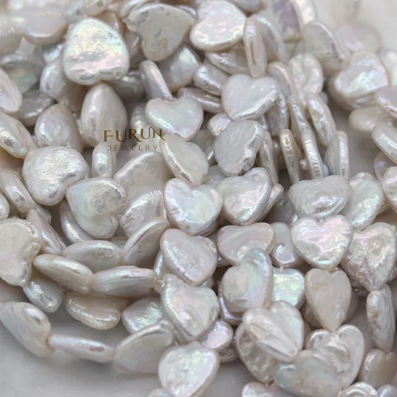 Natural Freshwater Cultured Pearl White Flat Heart Bead 12mm Baroque Pearls high quality strong light Pearls Jewelry Beads