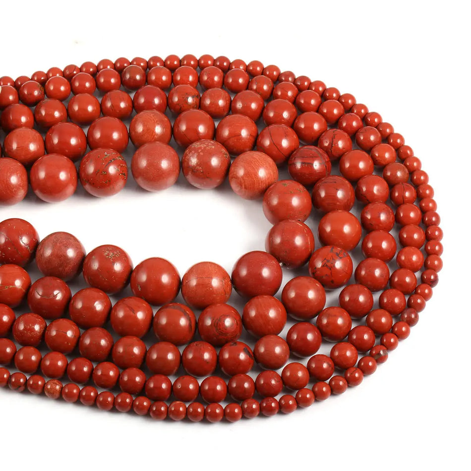 Natural Stone Beads Red Jasper Loose Beads for Jewelry Making DIY Bracelet Necklace Accessories