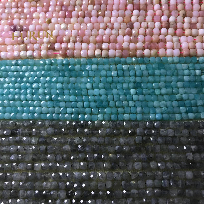 6x6mm faceted cube Squarebeads  Natural Crystal Agate Crafts Gem Bead amazonite  garnet tourmaline  Beads