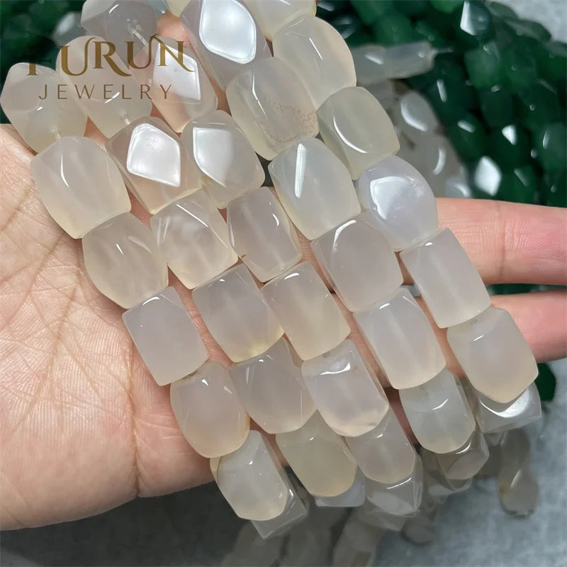 Natural White Agate Faceted Nugget beads 12*16mm Transparent Agate Cutting Faces Irregular Rectangle Loose Beads Factory price