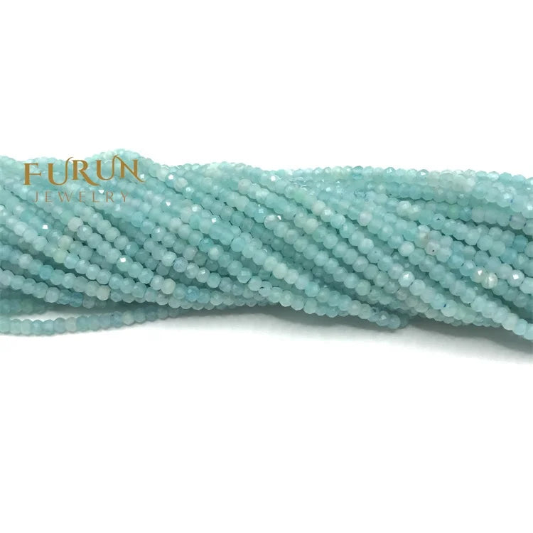 Amazonite Saucer Beads 3x2mm Faceted  Tyre Wheel Spacer Abacus Beads Dye Blue Semiprecious stone roundel Beads for Jewelry ma