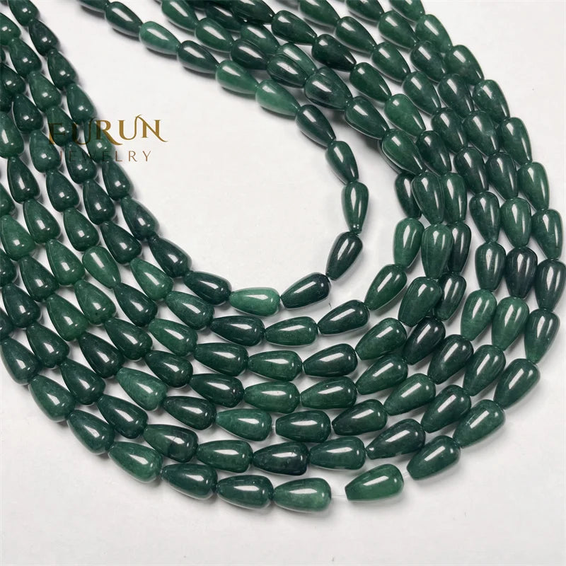 Dark Green Jade Teardrop 6x11mm Malaysian Jade Drop Dye Nephrite Semiprecious Gemstone Loose Bead for earring Jewelry desgin