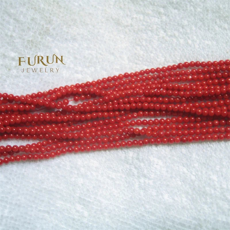 2mm 3mm 4mm 5mm Natural Red Bamboo Coral Smooth Round Beads Semi Gemstone Drilled Ball Loose Bead for Jewelry Making 38cm