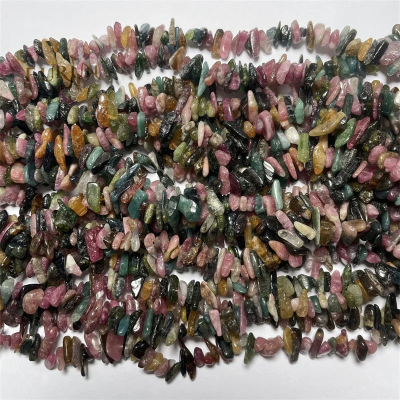 Natural Multi Tourmaline Chips Beads ca 8mm to 15mm Mixed Colorful Gemstone Irregular Small Pieces Strand Beads Jewelry  Beads