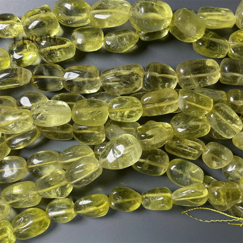 Natural yellow lemon quartz Nugget string beads 13-15x18-20mm Irregular tumbled Gemstone Loose Beads for jewelry making 15.5inch