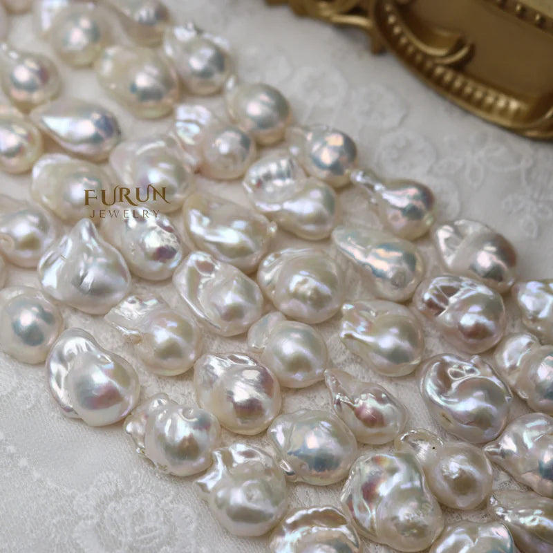 12-14mm White Baroque Pearls Natural freshwater Pearl drops fishtail small ghost shape center-drilled irregular Luxe Luster Bead