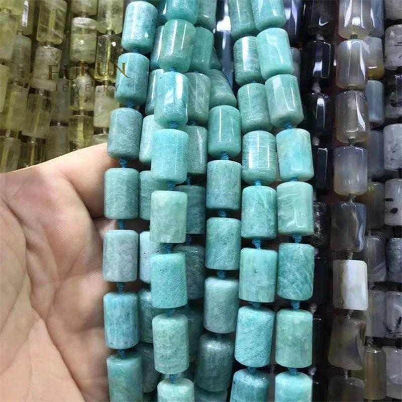 10 Color Natural Stones Faceted Tube Beads 11x16MM Multi Colors Crytal Quartz Gemstone Polyhedral Cylinder Column barrel Loose B