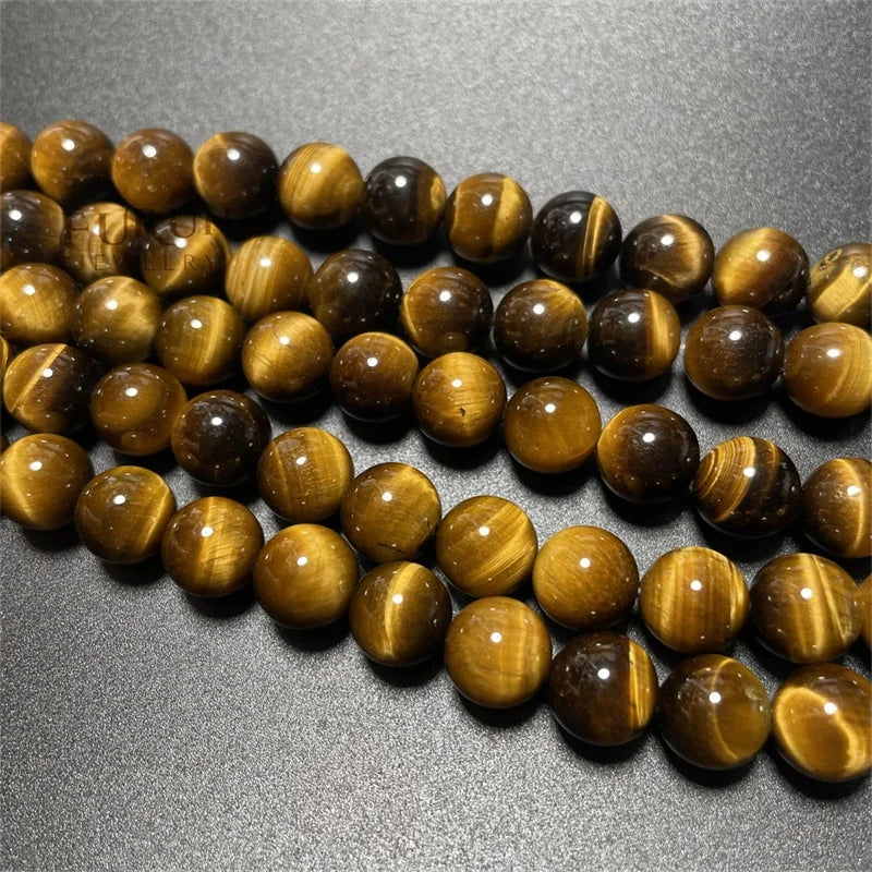 Natural Yellow Tiger Eye Smooth Round Beads 4mm 6mm 8mm 10mm 12mm Healing Gemstone Jewelry Making Loose Beads