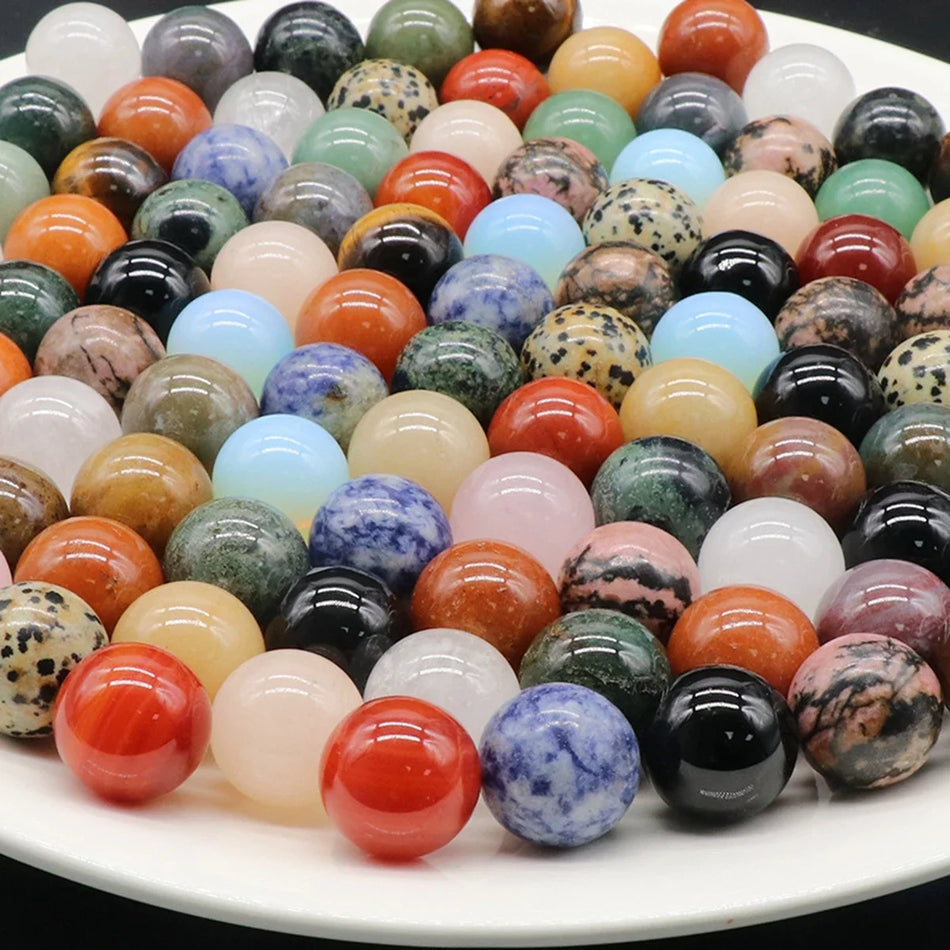 12MM Natural Gemstone Round Beads for DIY Making Jewelry NO-Drilled Hole Loose Reiki Healing Energy Stone Crystal Sphere Balls