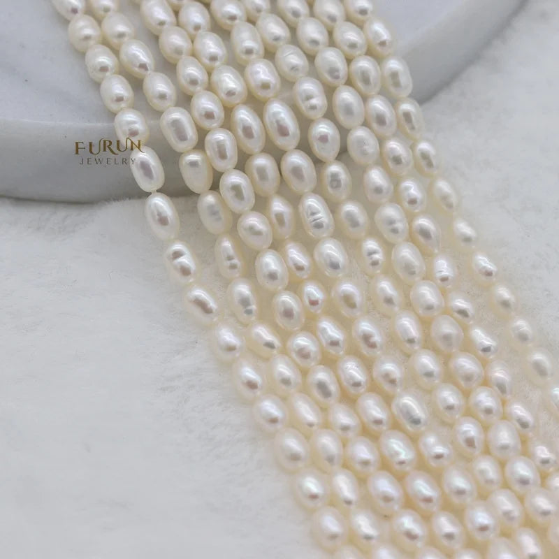 2-5mm Small Rice Bead 3A White freshwater Pearl Smooth Oval Pearl String Beads Strong luster for jewelry making wholesale prices