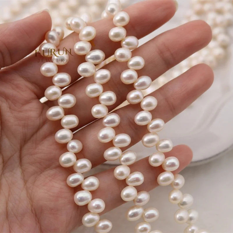 3-8mm ear of wheat Pearl Beads 3A white Natural Freshwater Pearl String Beads top side drilled drop oval Bead for jewelry making