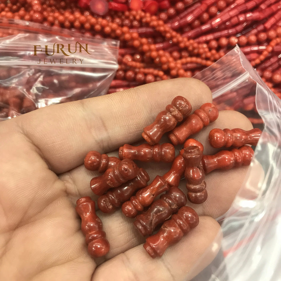 Natural Red Bamboo Coral Long Bead Curved Tube Beads Semi Gemstone Loose Bead for Jewelry Making