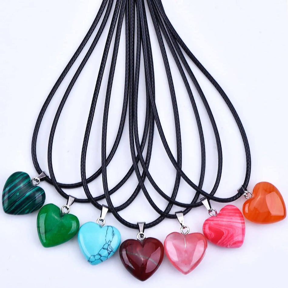 Natural Quartz Stone Heart Shaped Love Pendants Bulk for Jewelry Making