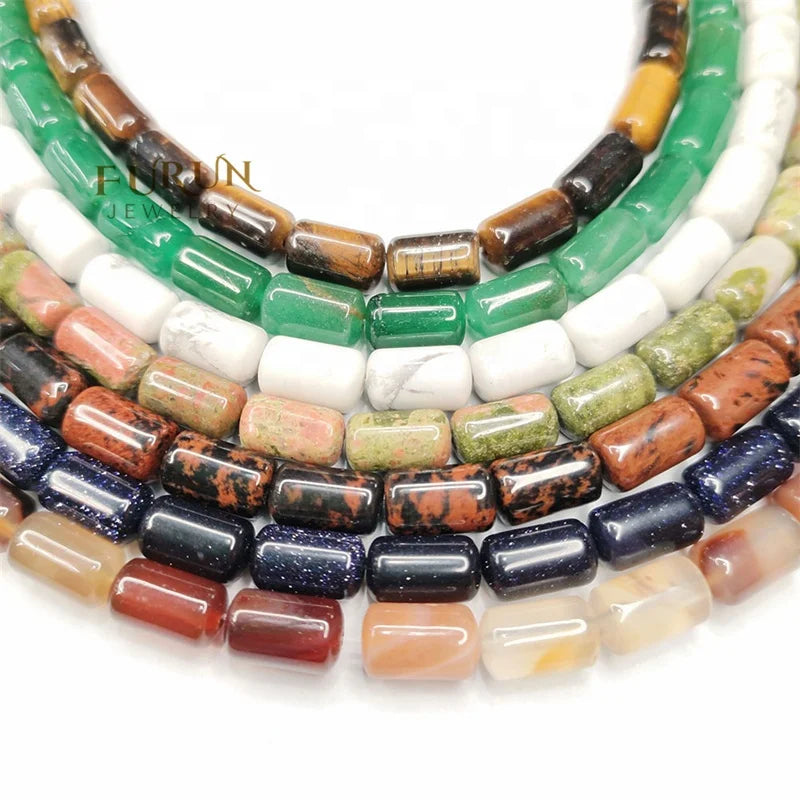 Natural Stones Barrel Beads 6x10MM 8x12MM 10x14MM Multi Colors Jasper Quartz Jade Gemstone Cylinder Column Tube Loose Beads