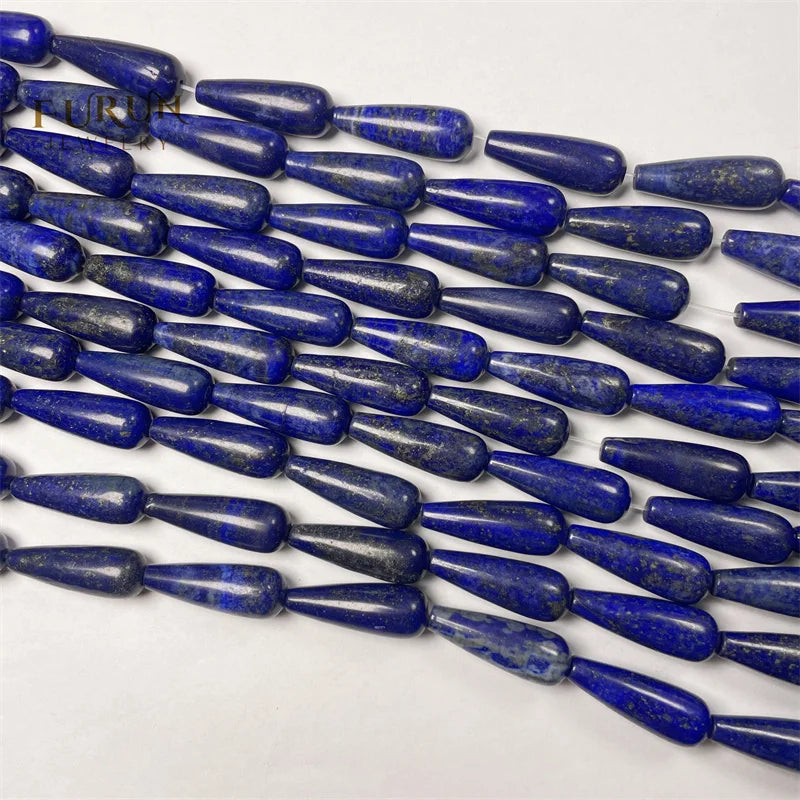 Natural blue lazuli lapis Teardrop 9.5x26mm String Beads Semiprecious Gemstone drop Loose Bead for earring Jewelry making