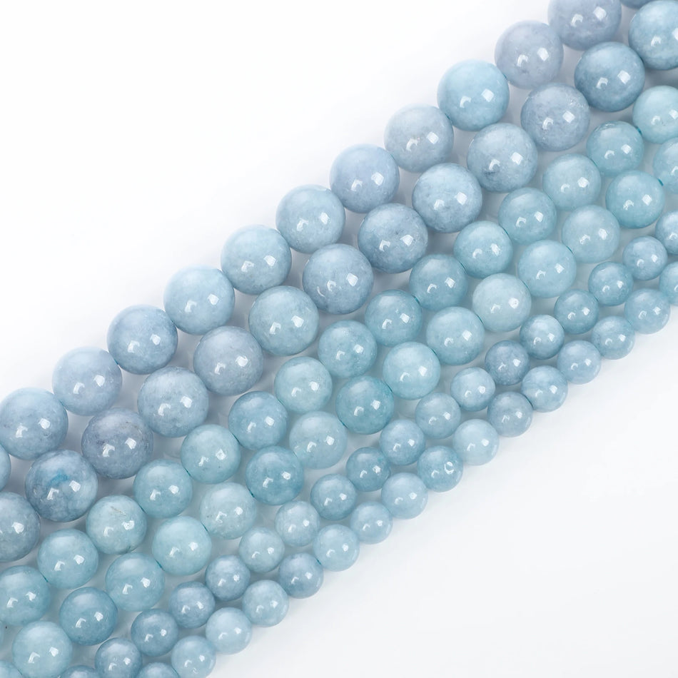 Aquamarines Natural Stone Beads Round Loose Beads For Jewelry Making DIY Bracelets Necklace Earring Accessories 6/8/10 MM