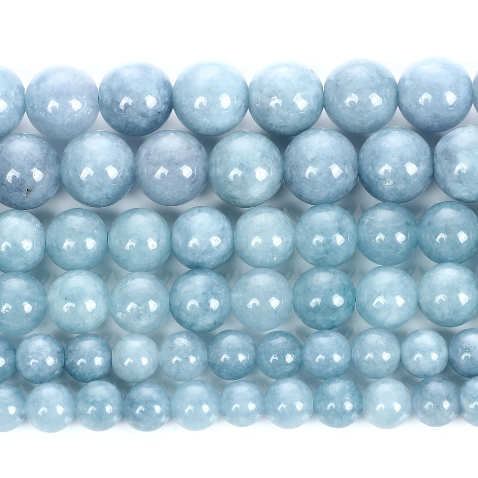 Aquamarines Natural Stone Beads Round Loose Beads For Jewelry Making DIY Bracelets Necklace Earring Accessories 6/8/10 MM