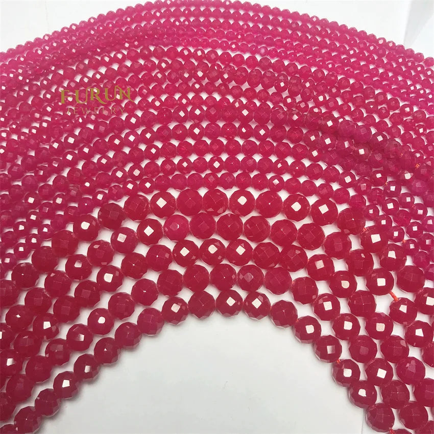 Natural Ruby Stone Faceted Small Round bead 2 3 4mm red corundum cutting balls Gemstone Loose Beads Strand for Necklace Jewelry