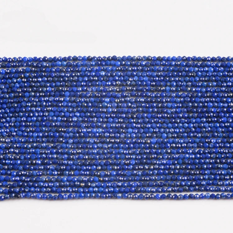 2mm 3mm 4mm Natural Blue Lapis Lazuli Beads Faceted Loose Round Gemstone Loose faceted beads for Jewelry Making