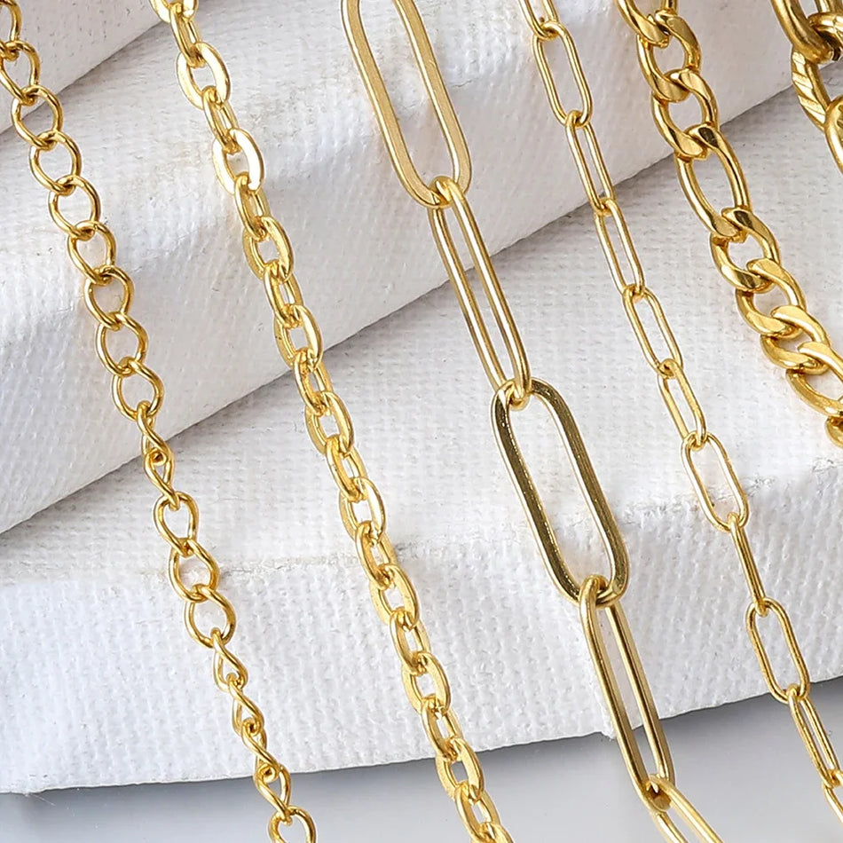 Stainless Steel  brass Chain High Quality Gold Color Chains for Bracelet Necklace Jewelry Making DIY Findings Wholesale