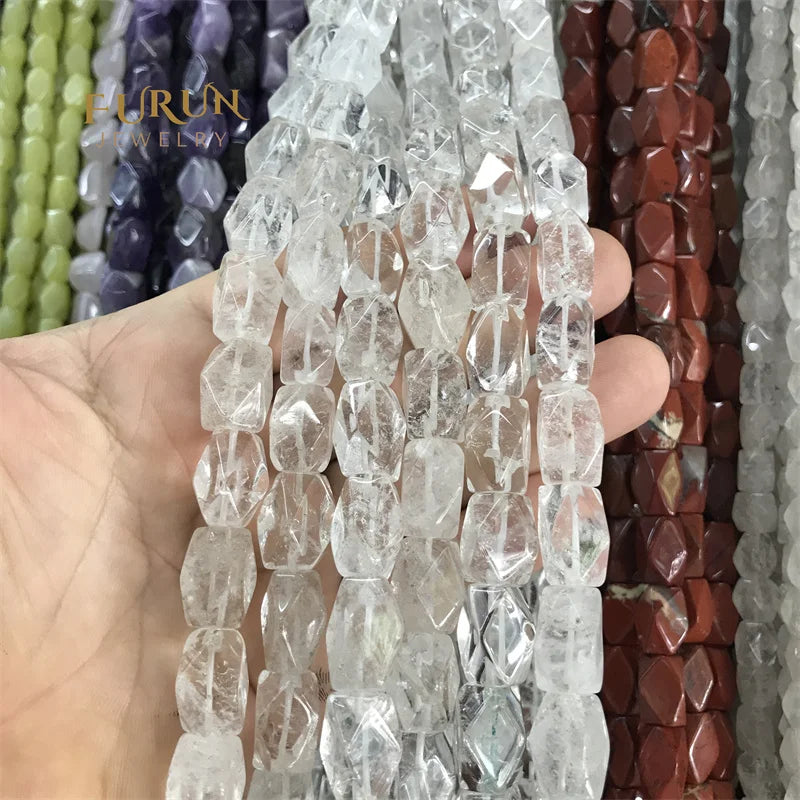 12x20mm Natural Gemstone faceted Nugget  Rectangle Rock Crystal Quartz Shape Beads Loose Stone cube irregular beads Bracelet