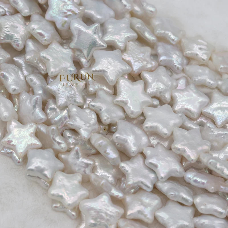 Freshwater Pearl White Start Bead 13mm Special Shape Pentacle five-pointed star Baroque Pearls Drilled Bead  for Jewelry Making