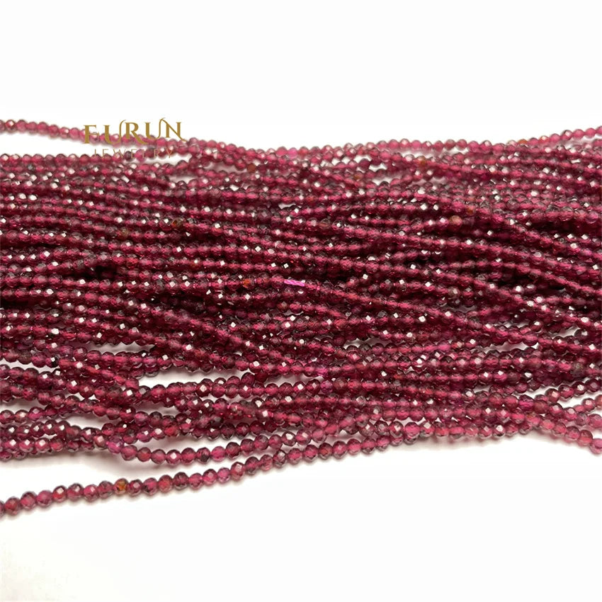 Wholesale Round Faceted Natural Garnet Stone Small Beads 2mm3mm4mm Wine Red Stone Loose Beads for necklace jewelry making desgin