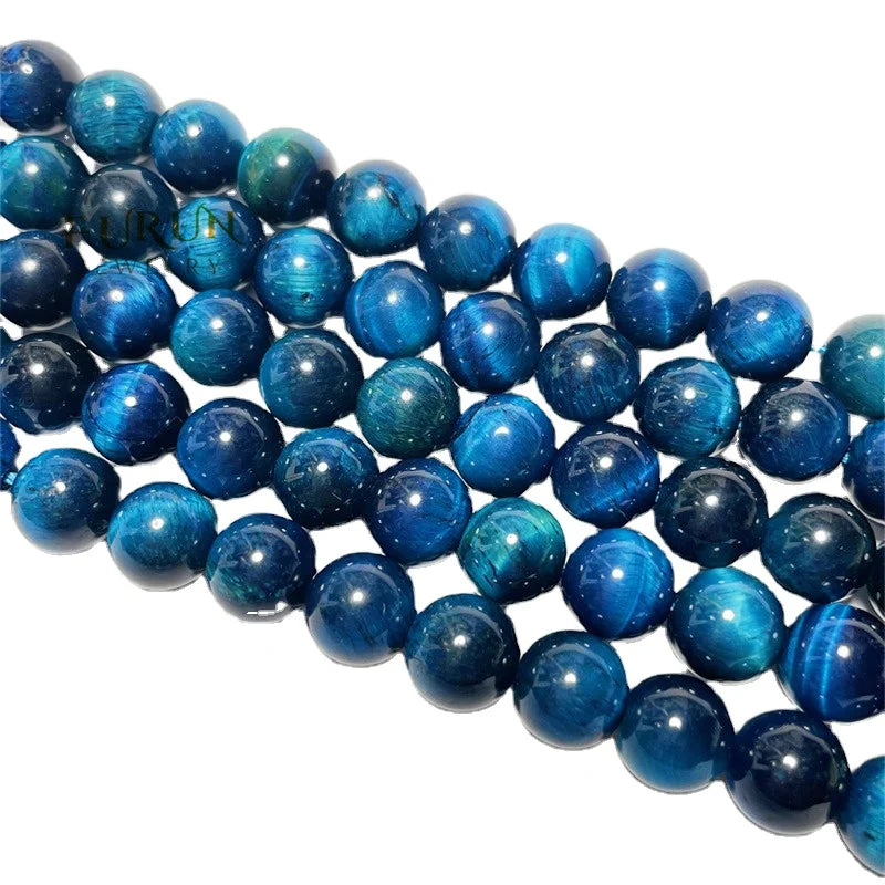 Natural Blue Tiger Eye Smooth Round Beads 4mm 6mm 8mm 10mm 12mm  Healing Gemstone Apatite Color Tiger Eye Beads Jewelry Making