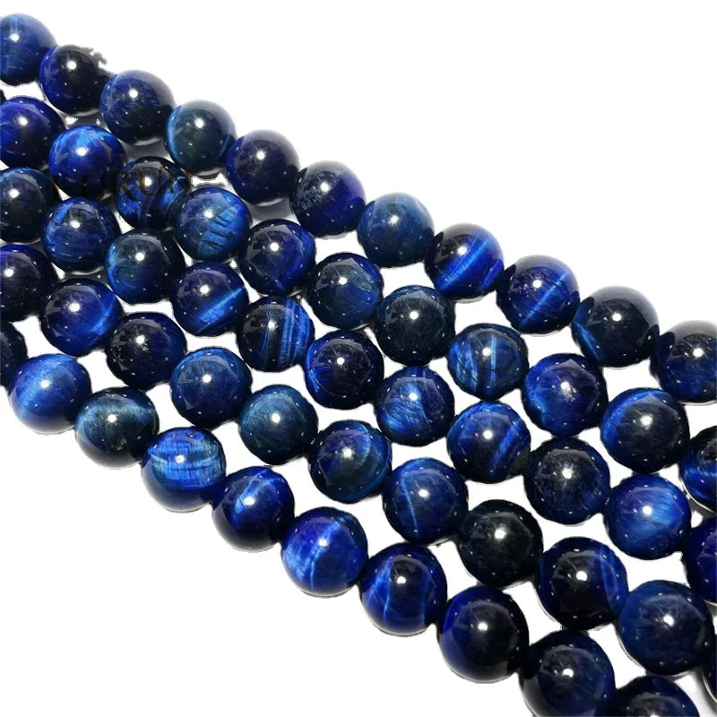 All Sizes Natural Dark Blue Tiger Eye Smooth Round Beads Colorful Tiger Eye Healing Gemstone Lapis lazuli color Jewelry Beads