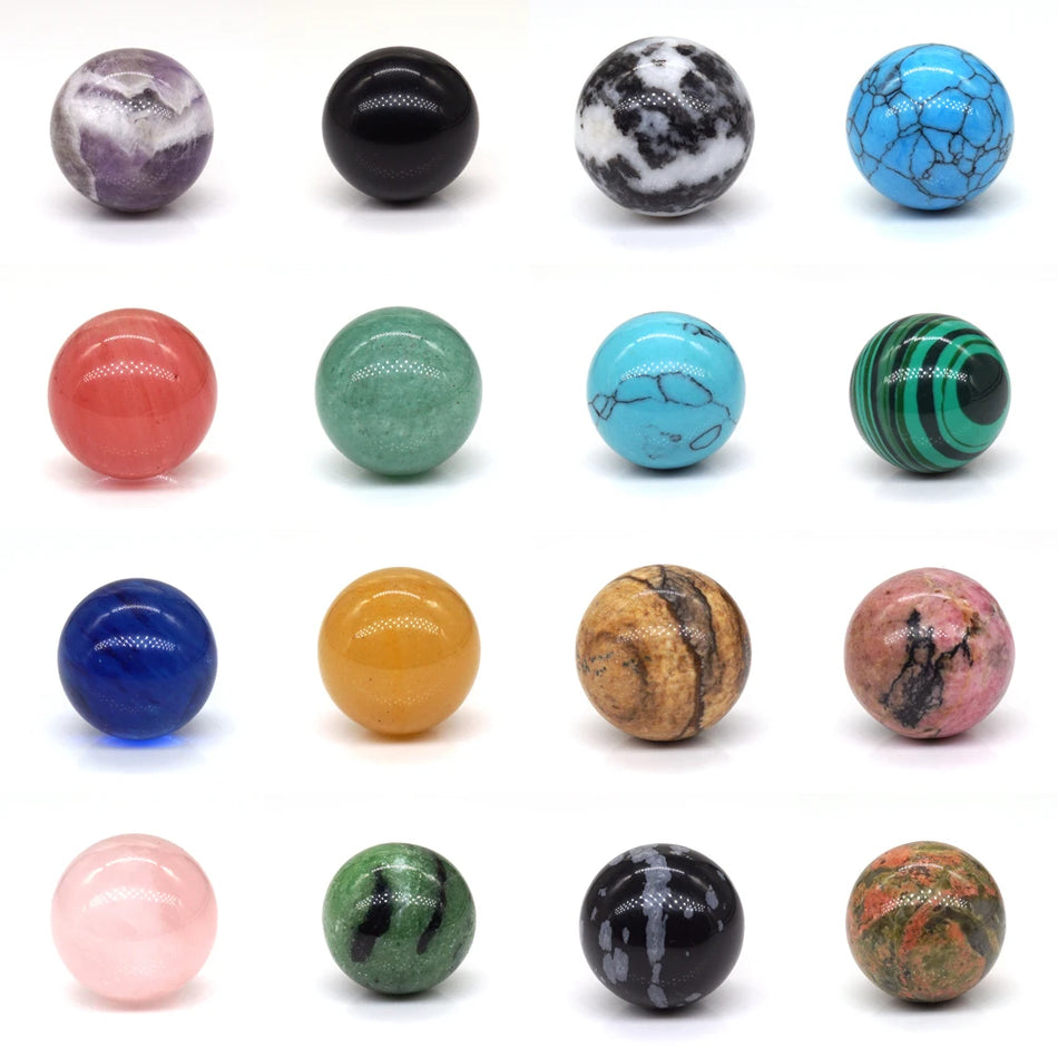 30mm Natural Gemstone Nonporous Ball Crystal Quartz Jasper no hole Round Sphere for Reiki Home Decor Crystals Healing Stones