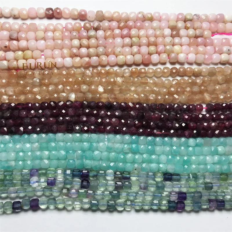 8x8mm faceted cube Squarebeads  Natural Crystal Agate Crafts Gem Bead amazonite  garnet tourmaline  Beads