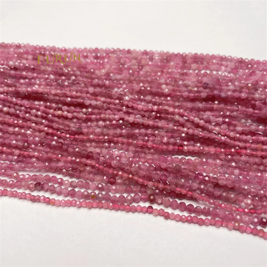 Natural  Pink Tourmaline faceted Beads and Loose Beads for Jewelry Making Bracelet Necklace Size 2mm 3mm