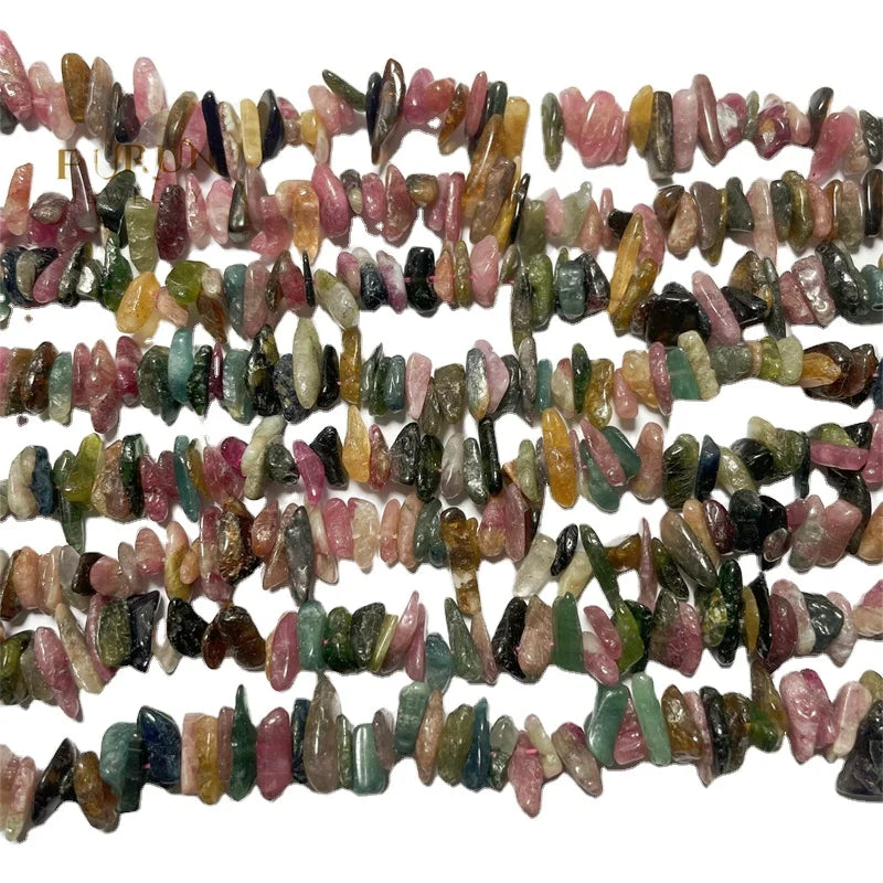 Natural Multi Tourmaline Chips Beads ca 8mm to 15mm Mixed Colorful Gemstone Irregular Small Pieces Strand Beads Jewelry  Beads