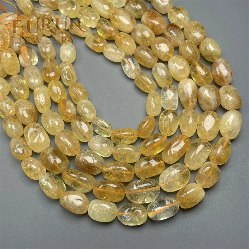 Natural gold yellow Citrine Nugget Beads Smooth irregular tumbled Gemstone quartz crystal Beads for jewelry making