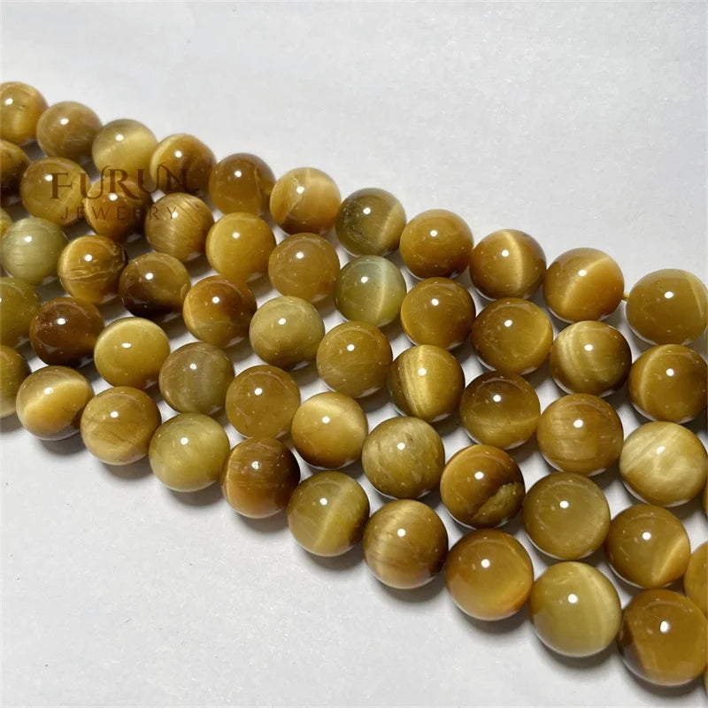 Natural Gold Tiger Eye Smooth Round Beads 4mm 6mm 8mm 10mm 12mm Colorful Tiger Eye Healing Gemstone Jewelry Making Loose Beads