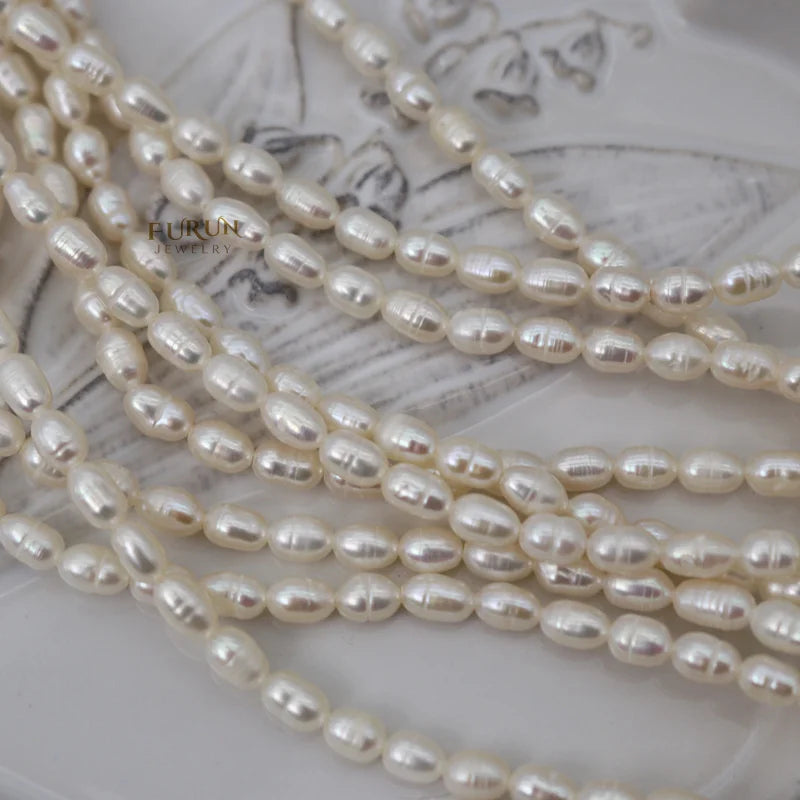 Natural White freshwater Pearl 4-12mm Small Rice bead Oval Pearl String Beads for necklace jewelry making wholesale prices