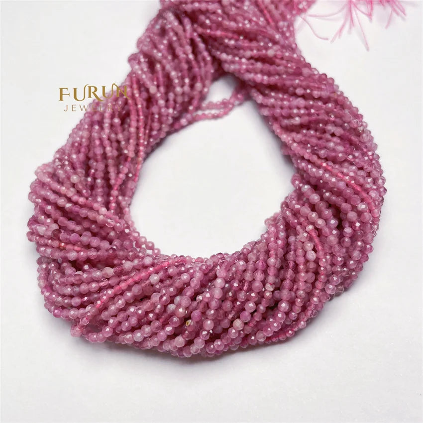 Natural  Pink Tourmaline faceted Beads and Loose Beads for Jewelry Making Bracelet Necklace Size 2mm 3mm