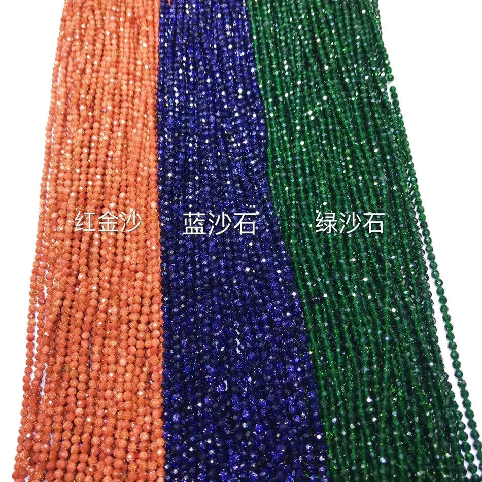 2MM 3MM 4MM Shinny small cutting faceted Goldstone Round Beads strand loose Glass beads for Jewelry making DIY