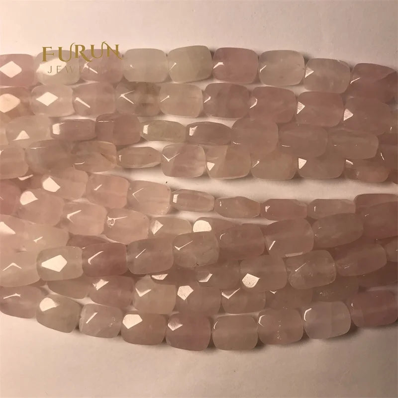 Natural Stone Bead Strings rose quartz  Flat Faceted Square Rectangle Flat Faceted Square Rectangle Flat Faceted beads